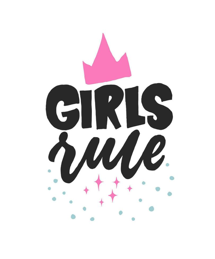 Girls Rule. Creative lettering postcard. Calligraphy inspiration graphic design, typography element. Hand written postcard. White background. vector
