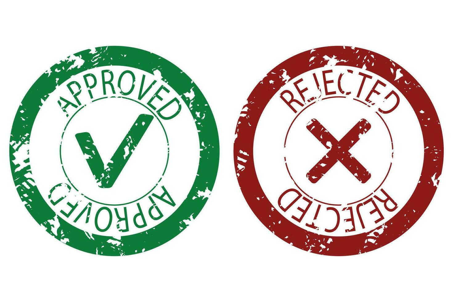 aprobado y rechazado sello sello color. vector imprimir caucho etiqueta aprobación y negado ilustración