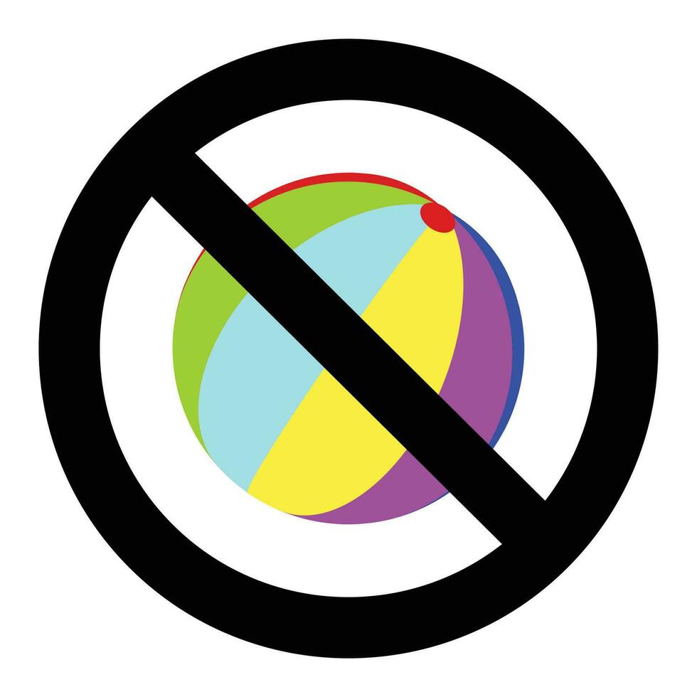 No playing with ball. Vector game prohibition ball, ban throw and playtime illustration