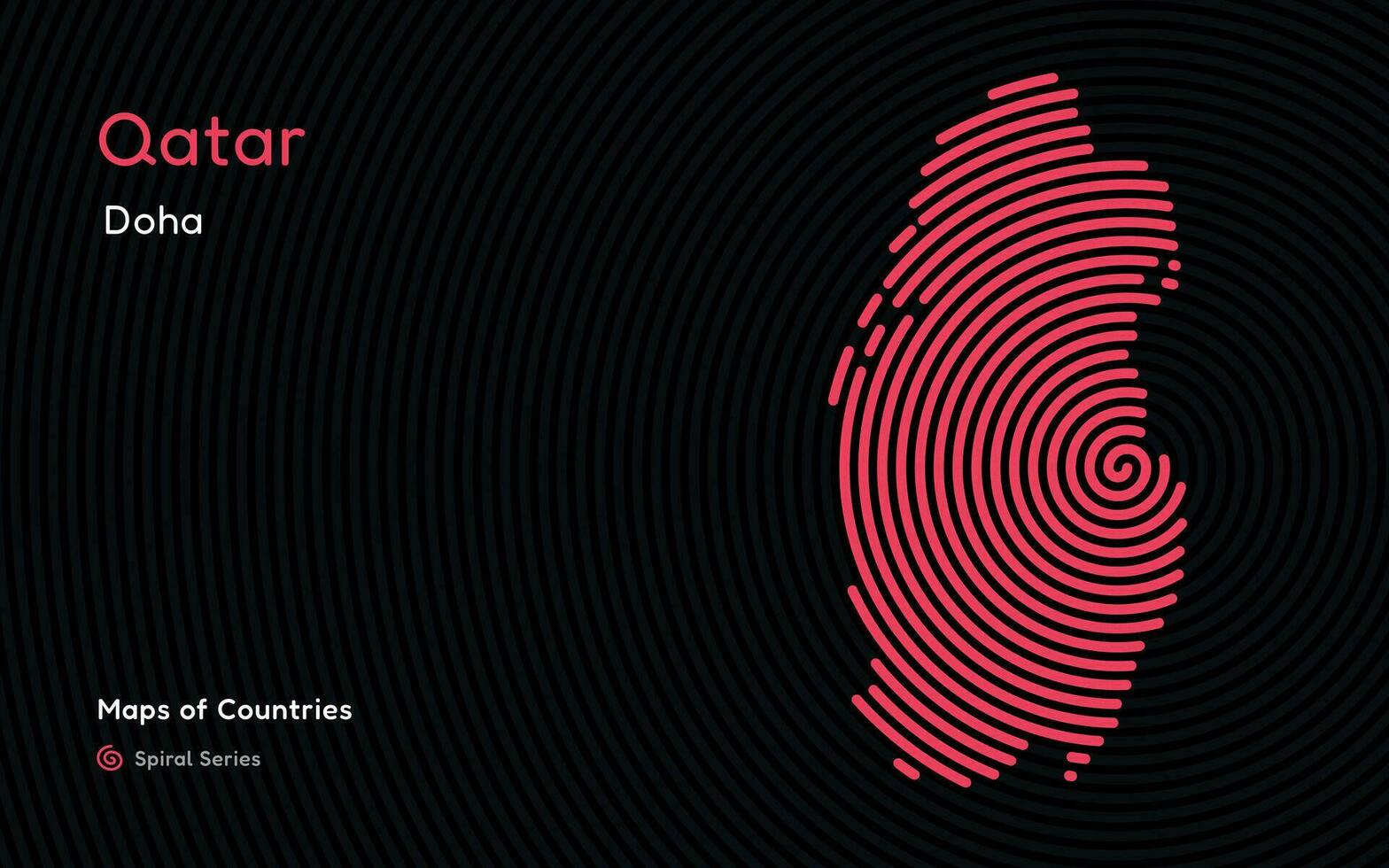 the map of Qatar is shown in the middle of a fingerprint vector