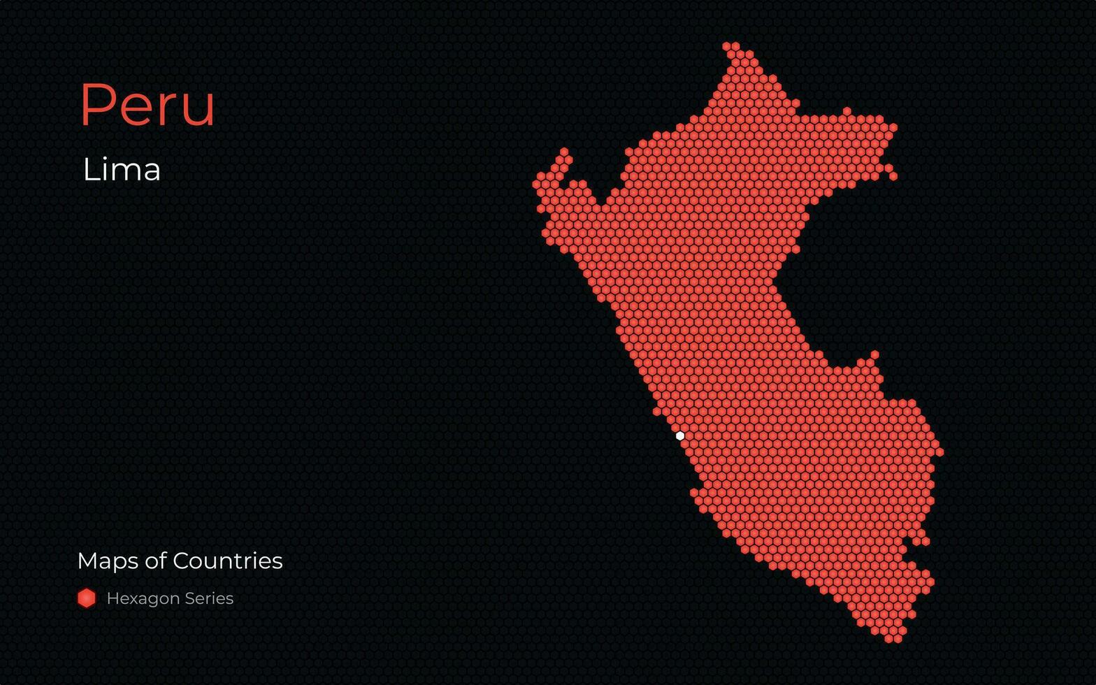 Perú, lima creativo vector mapa. mapas de países. sur America. hexágono serie.