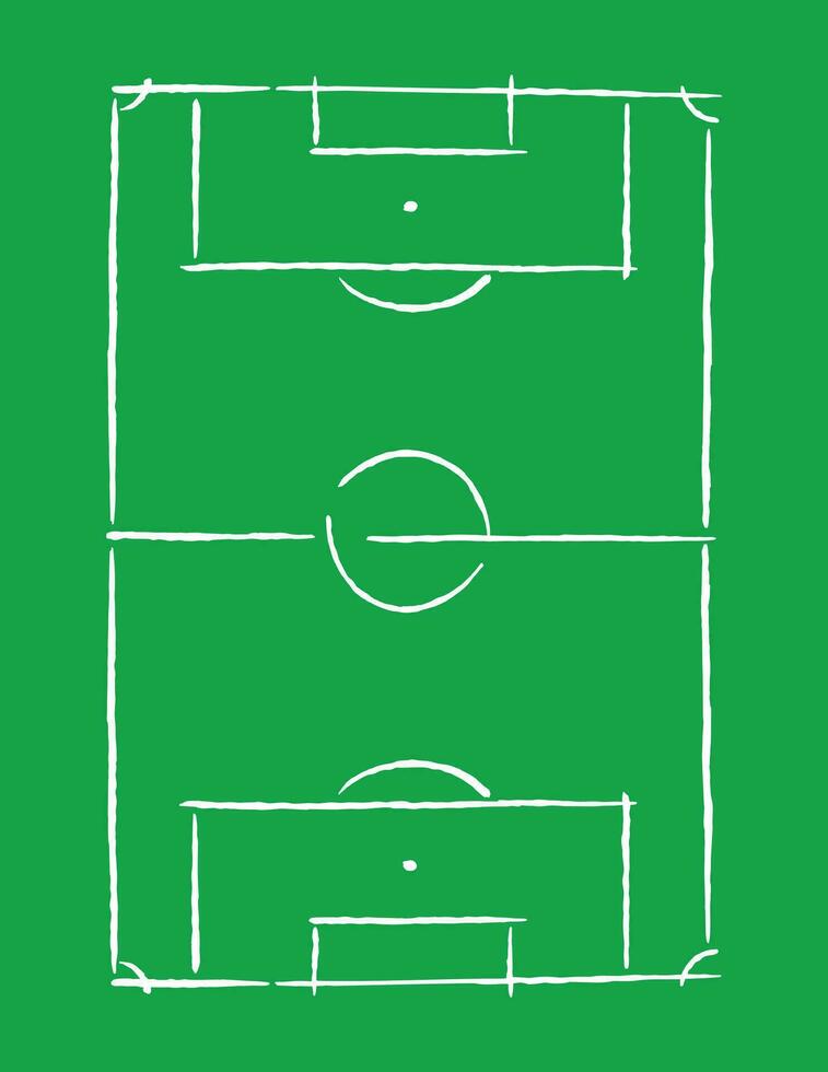 Vector illustration of a football field stylized in clean and simple strokes.