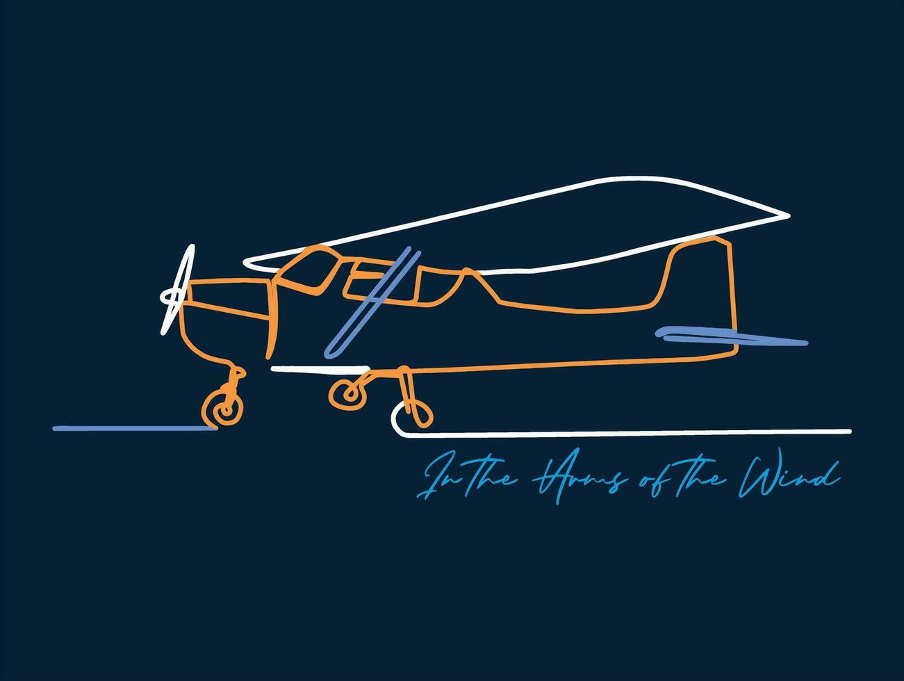 Vector illustration of an airplane, formed by simple, minimalistic and colorful strokes. Art for printing on t-shirts and etc...