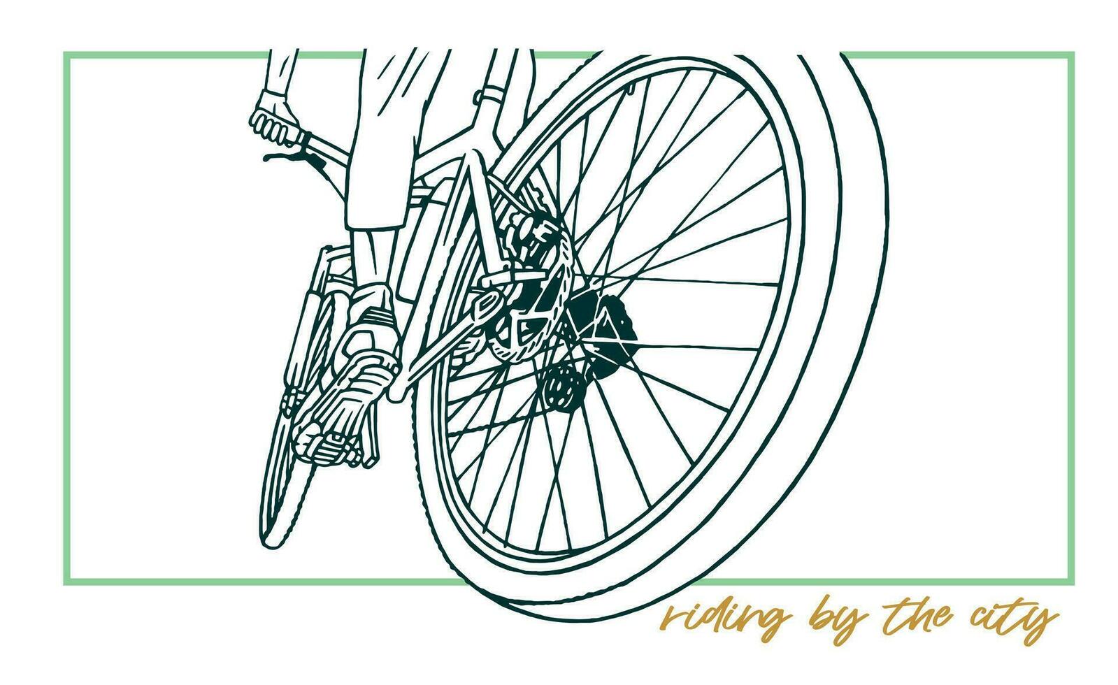 Vector illustration related to sport and the habit of cycling. Art in simple lines for printing on t-shirts, posters and etc...