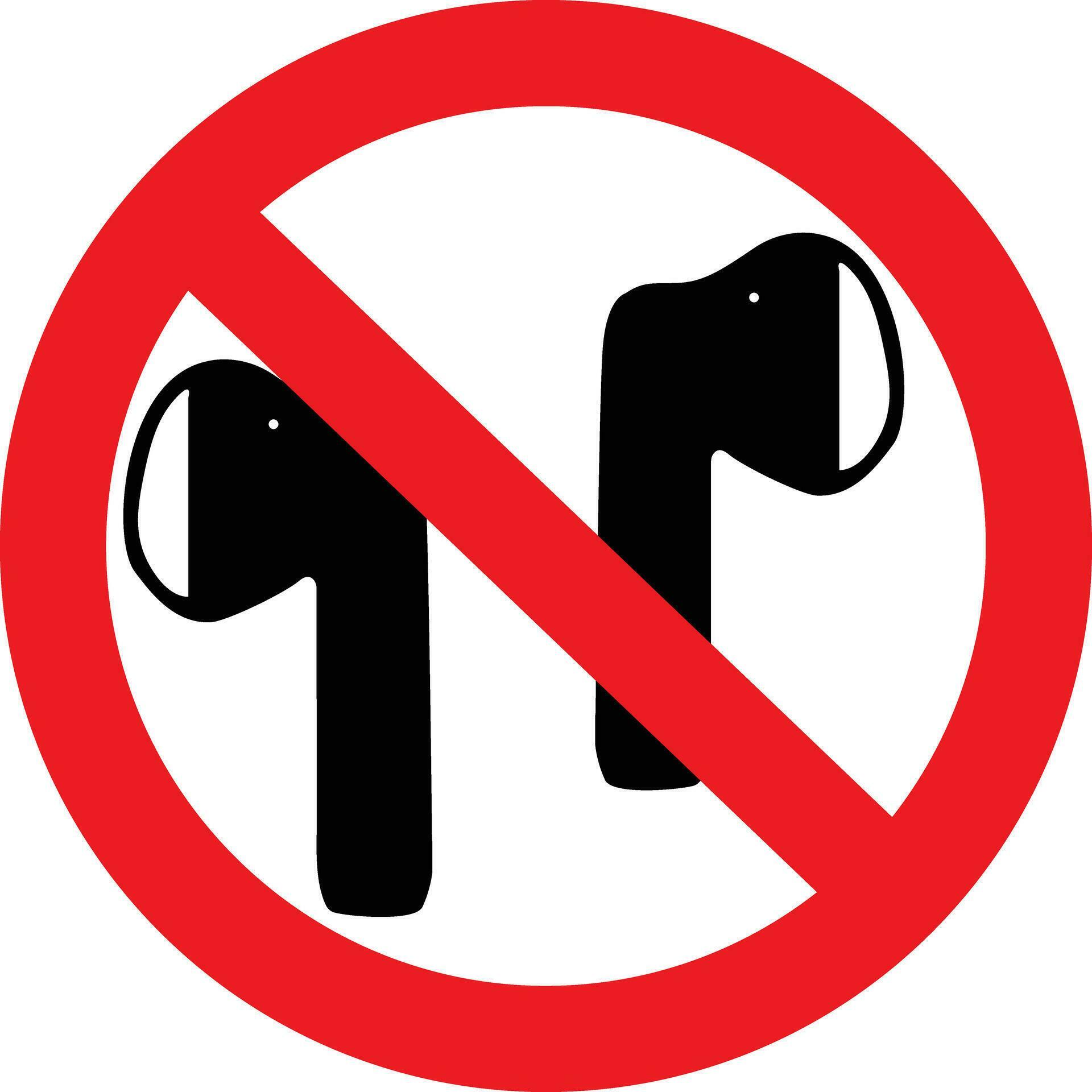 No Headphones icon. Not allow Earphones symbol. No earbuds allowed sign