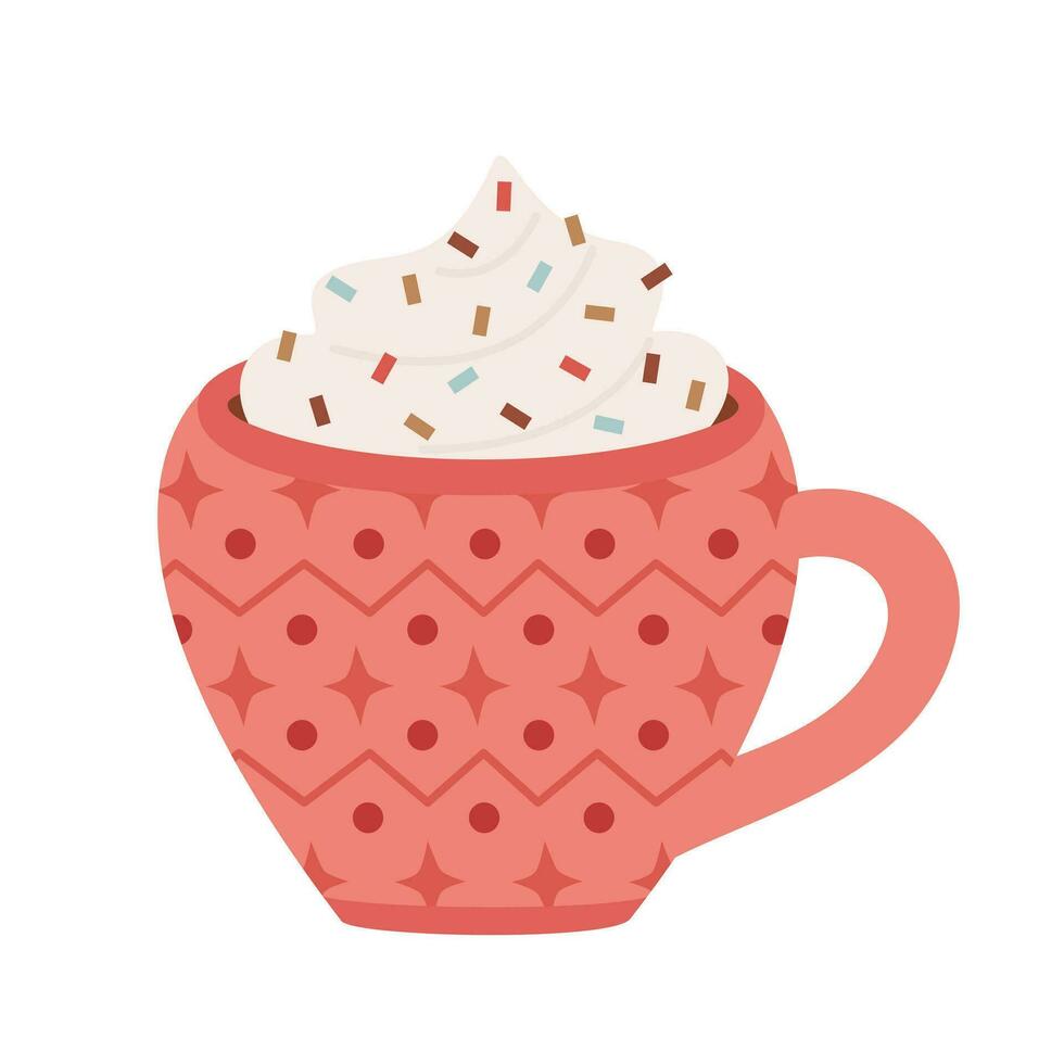 Cup with cream and colored sprinkles vector