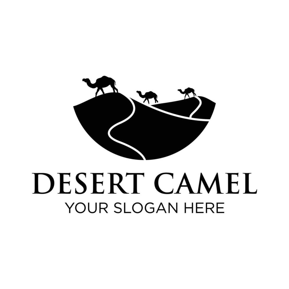 Desierto camello logo plantilla, Desierto camello vector ilustración