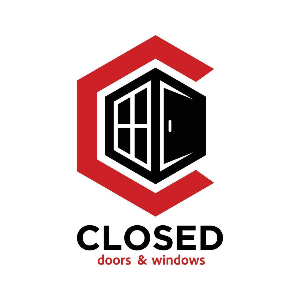 close doors and windows logo template, close doors and windows vector elements