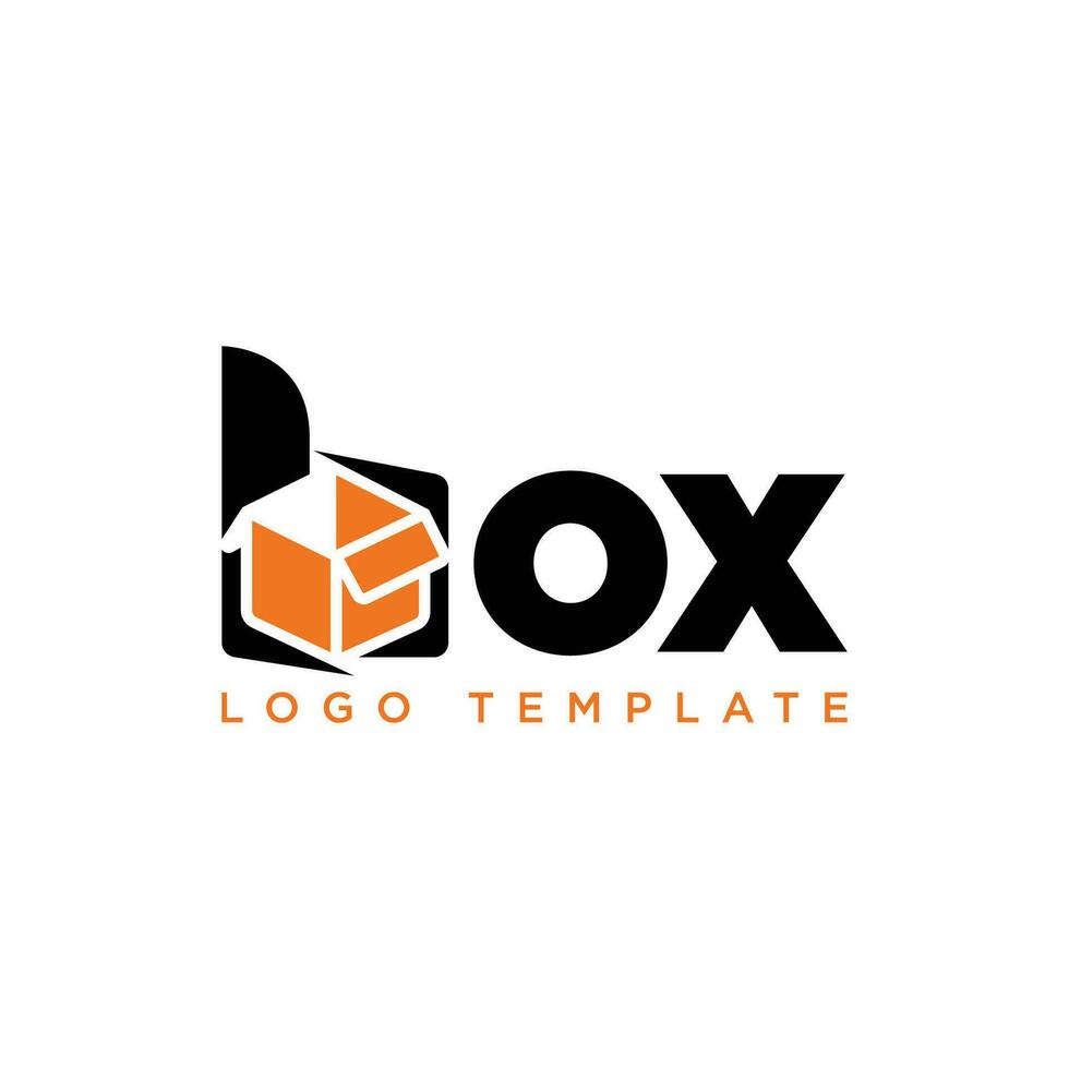 template logo box, logo icon box, initial illustration box B vector