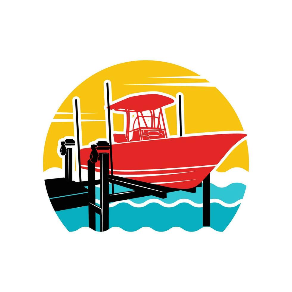 service boat vector illustration, service boat logo template