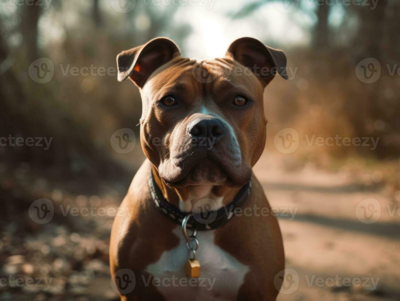 American Pit Bull Terrier dog created with Generative AI technology photo