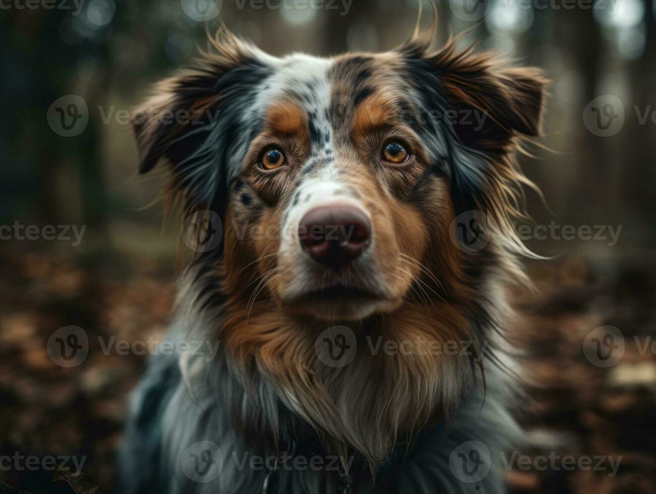 Australian Shepherd dog created with Generative AI technology photo