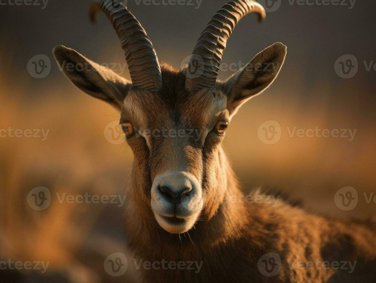 Ibex portrait created with Generative AI technology photo