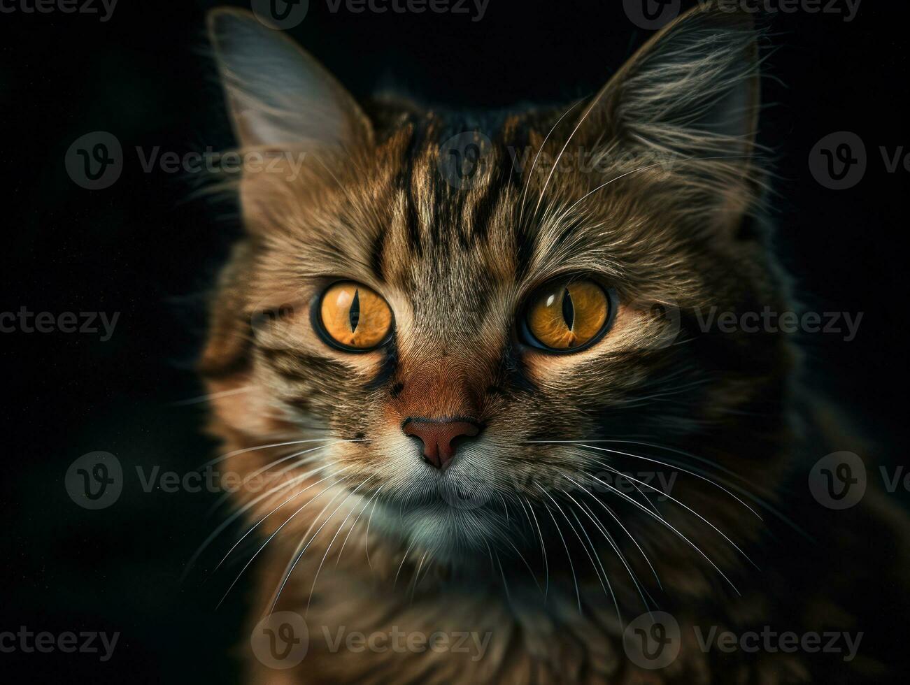 Manx cat portrait close up created with Generative AI technology photo