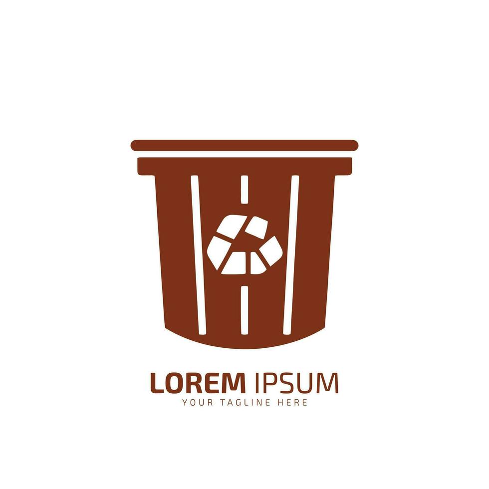 A logo of empty dustbin vector silhouette icon design template isolated