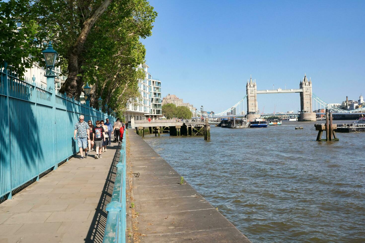 Best View of Boat over River Thames Waters at London Bridge, Capital City of England Great Britain. The Image Was Captured June 4th, 2023 photo
