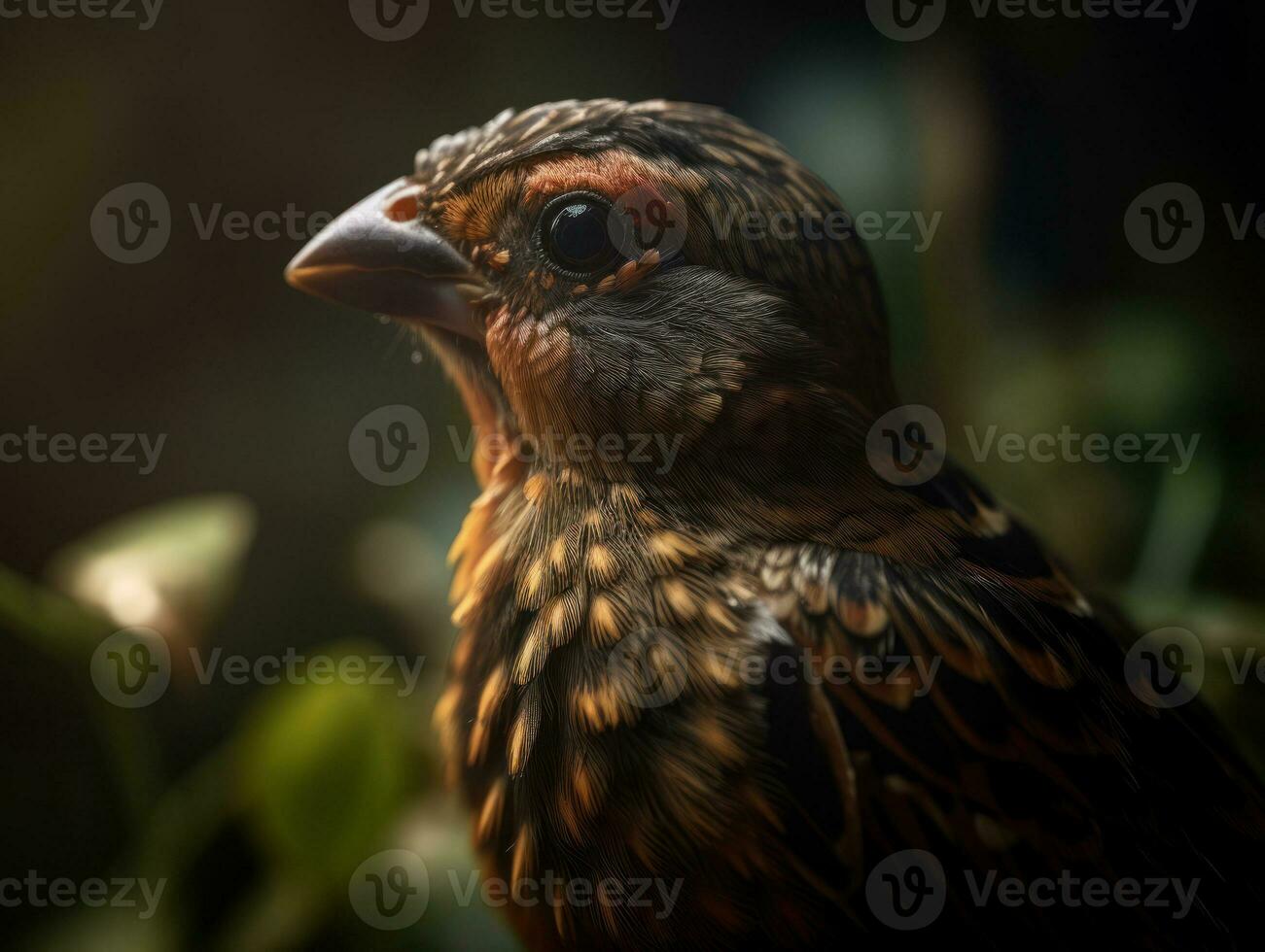 Quelea bird portrait created with Generative AI technology photo