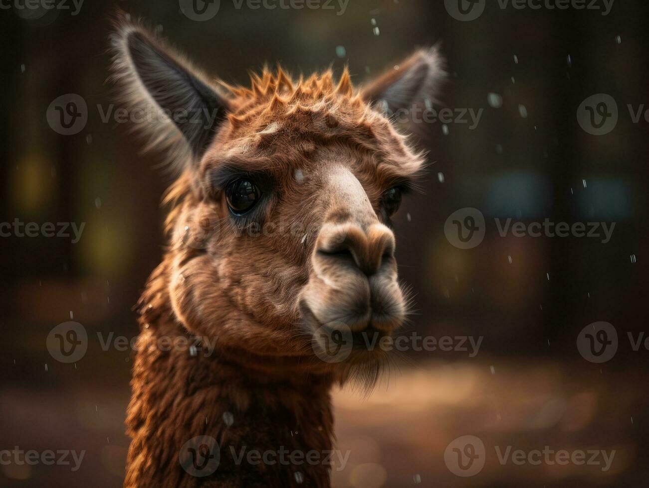 Alpaca portrait created with Generative AI technology photo