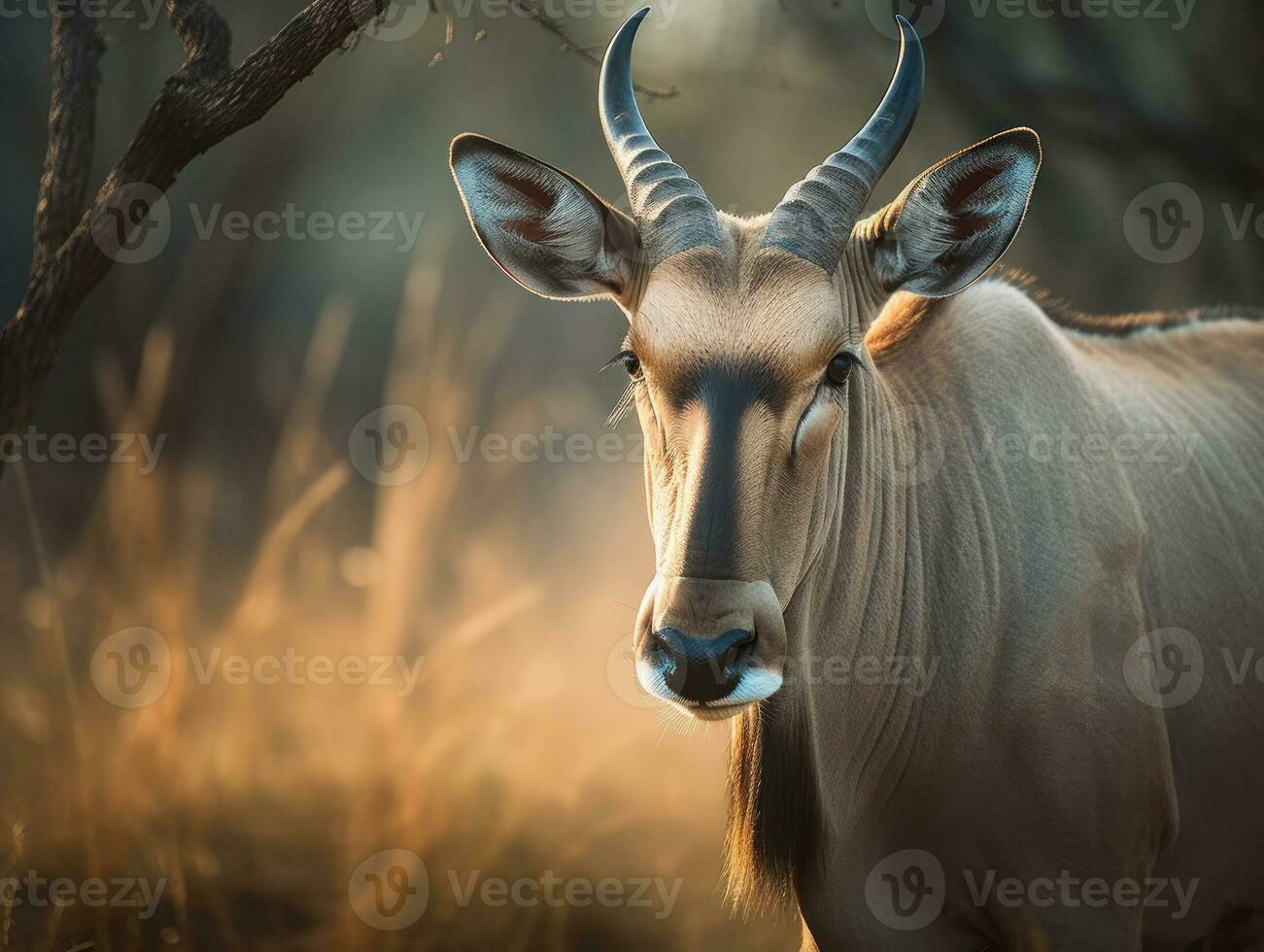 Eland portrait created with Generative AI technology photo