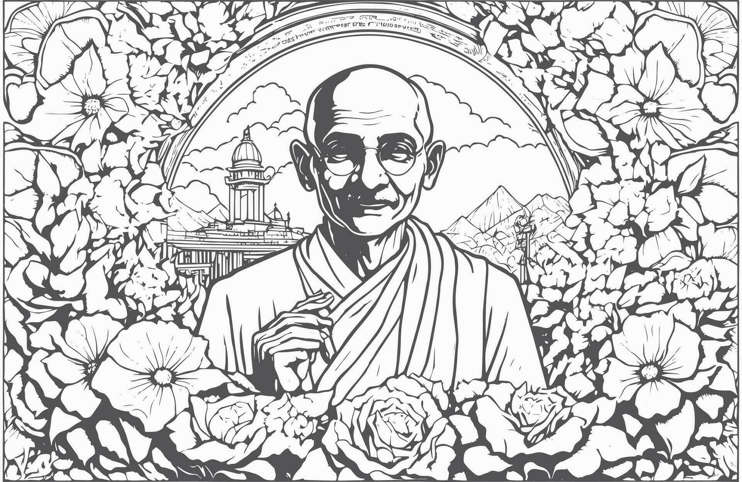 International Day of Non-Violence Gandhi Jayanti. The International Day of Non-Violence is marked on 2 October, the birthday of Mahatma Gandhi, leader of the Indian independence movement. vector