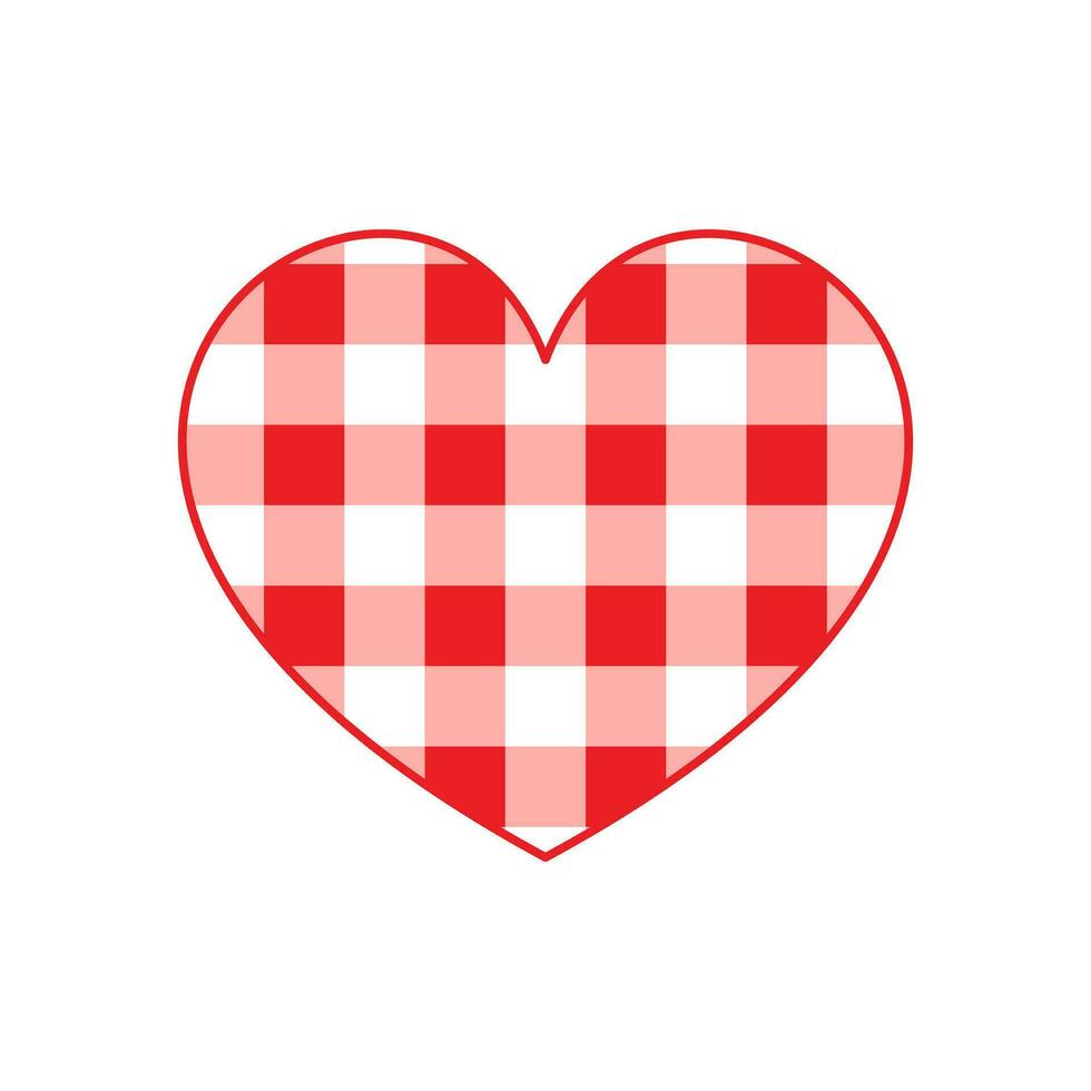 Vector flat heart with checkered texture