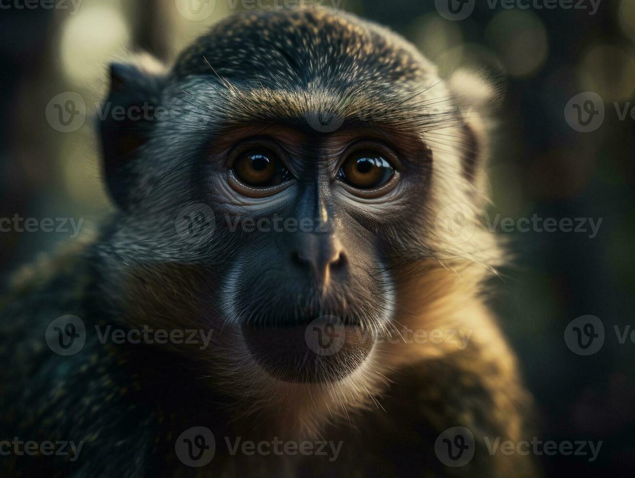 Monkey portrait created with Generative AI technology photo