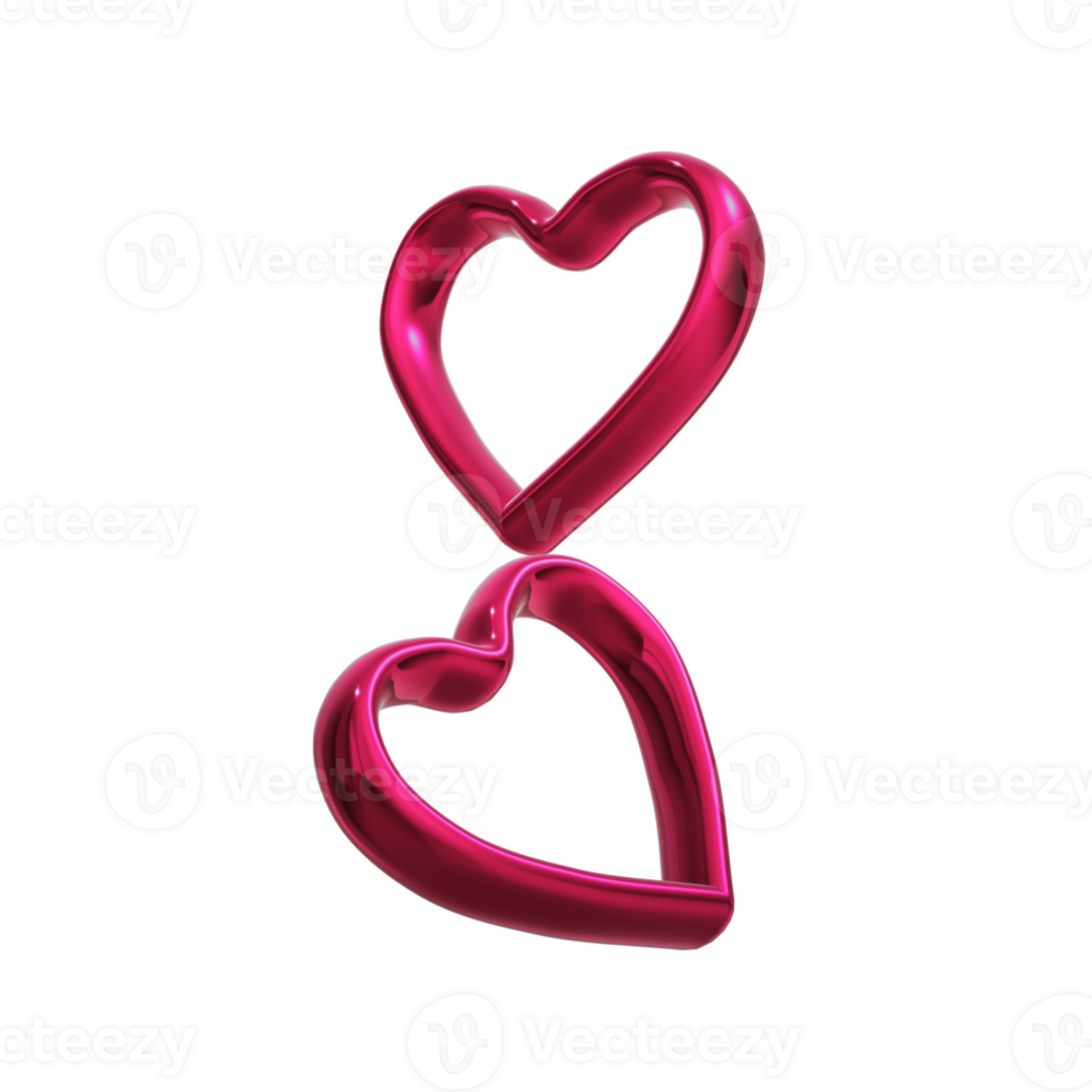 Two hearts in two colors on a transparent background. png