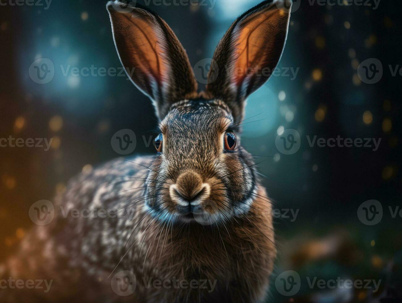 Rabbit portrait created with Generative AI technology photo