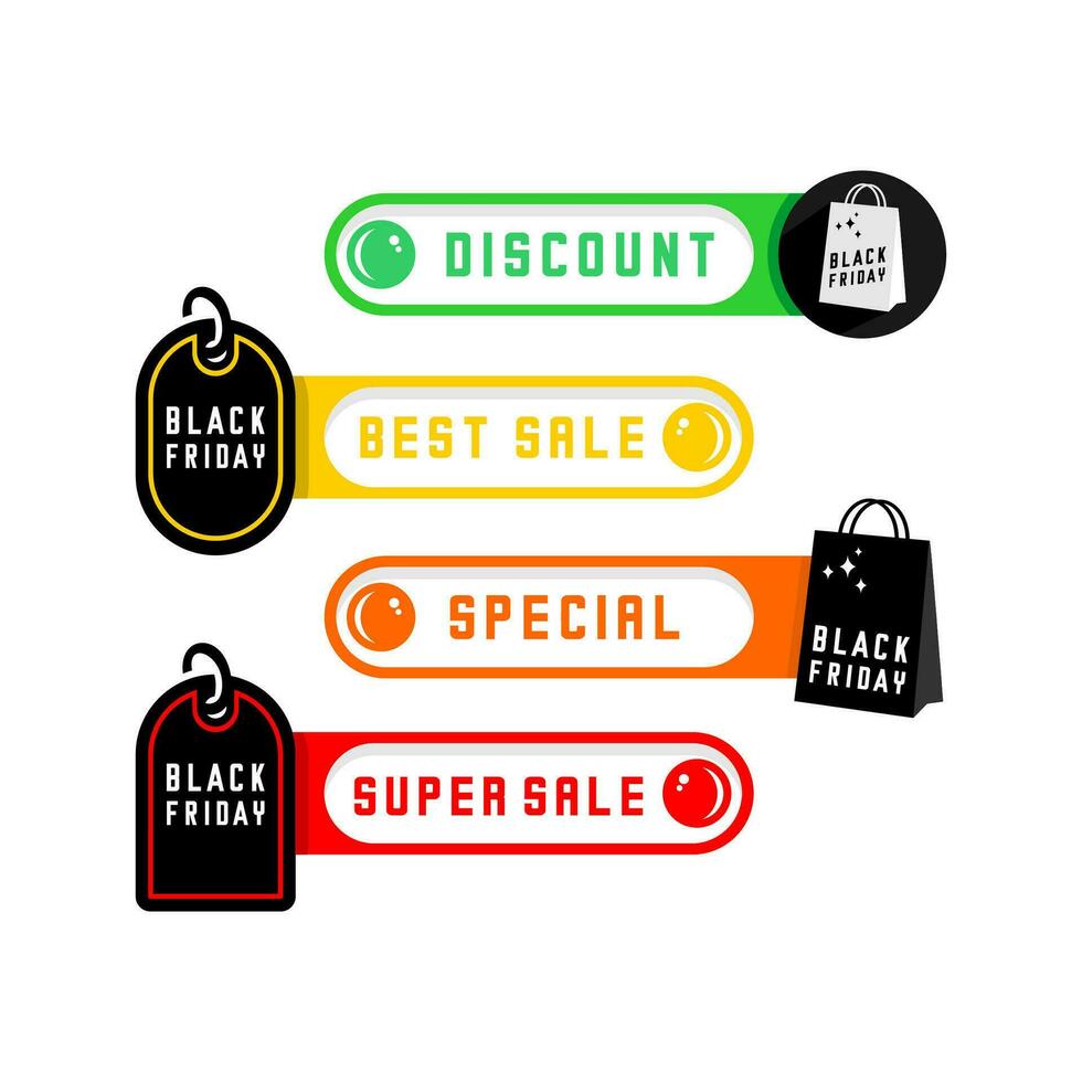 vector label and paper bag, sale label black friday vector