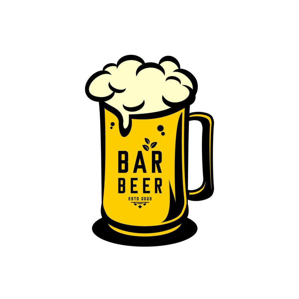 vector glass of beer, bar beer