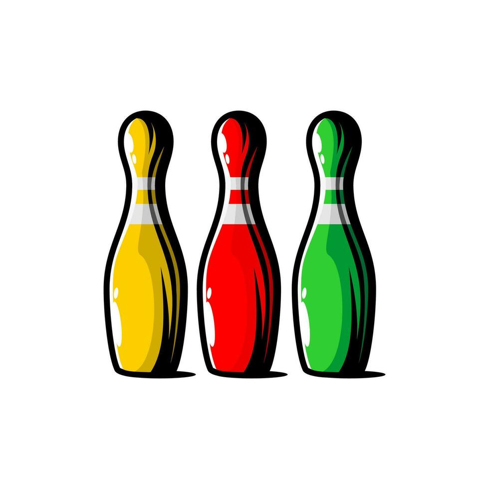 Vector of three pin of bowling