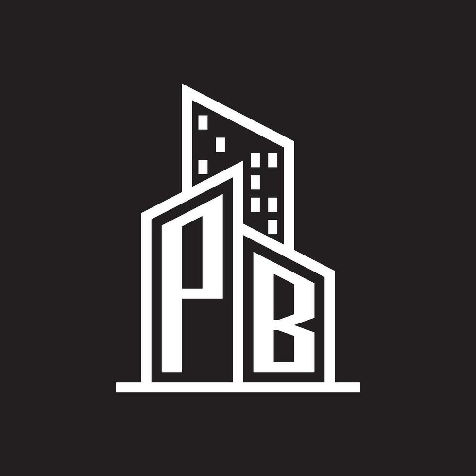 pb real inmuebles logo diseño con edificio estilo , logo valores vector