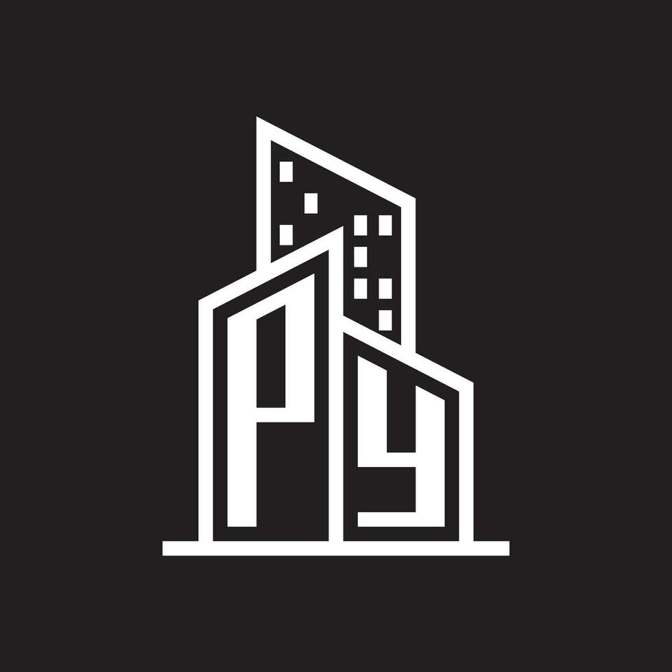 py real inmuebles logo diseño con edificio estilo , logo valores vector