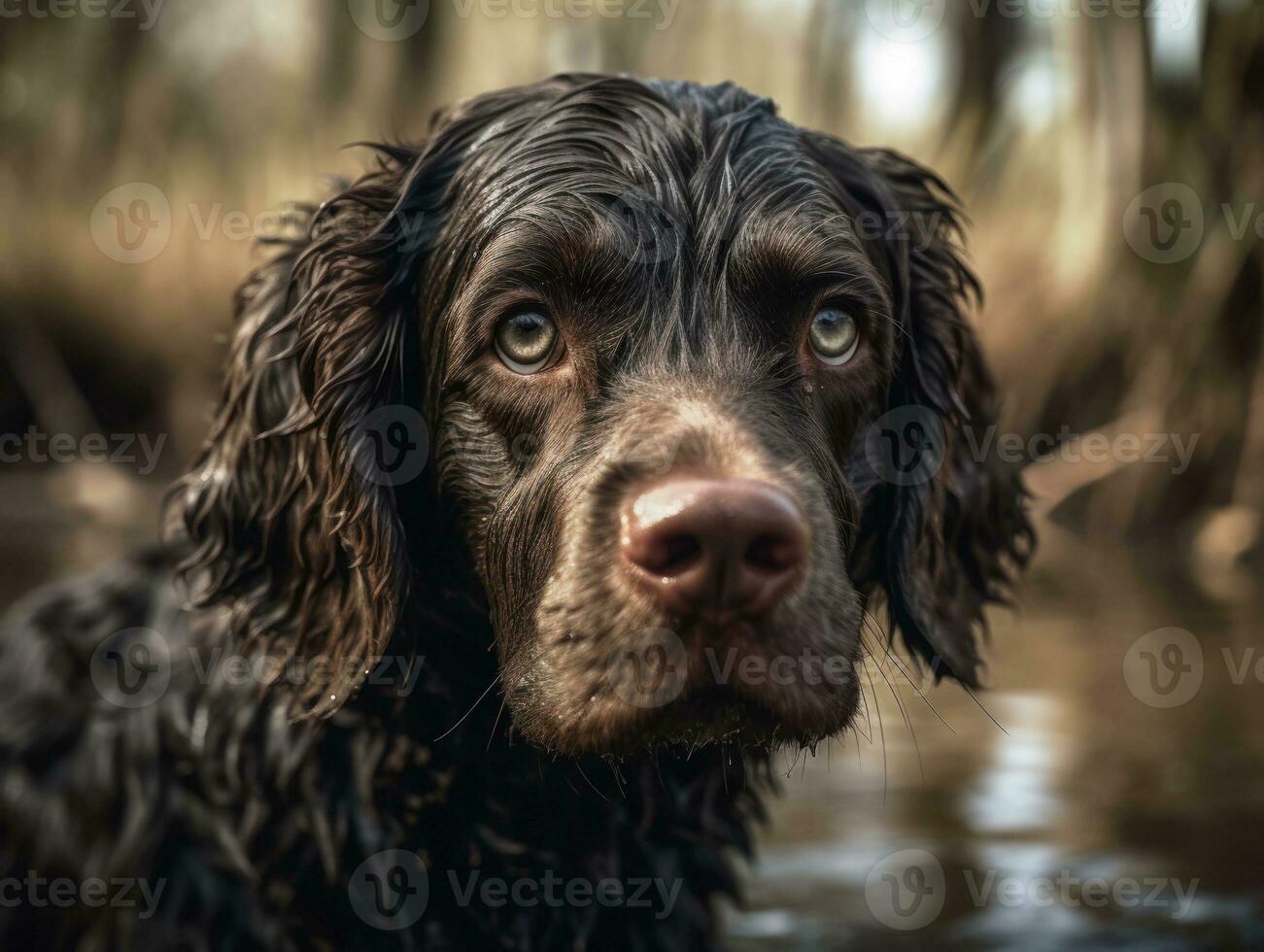 American Water Spaniel dog created with Generative AI technology photo