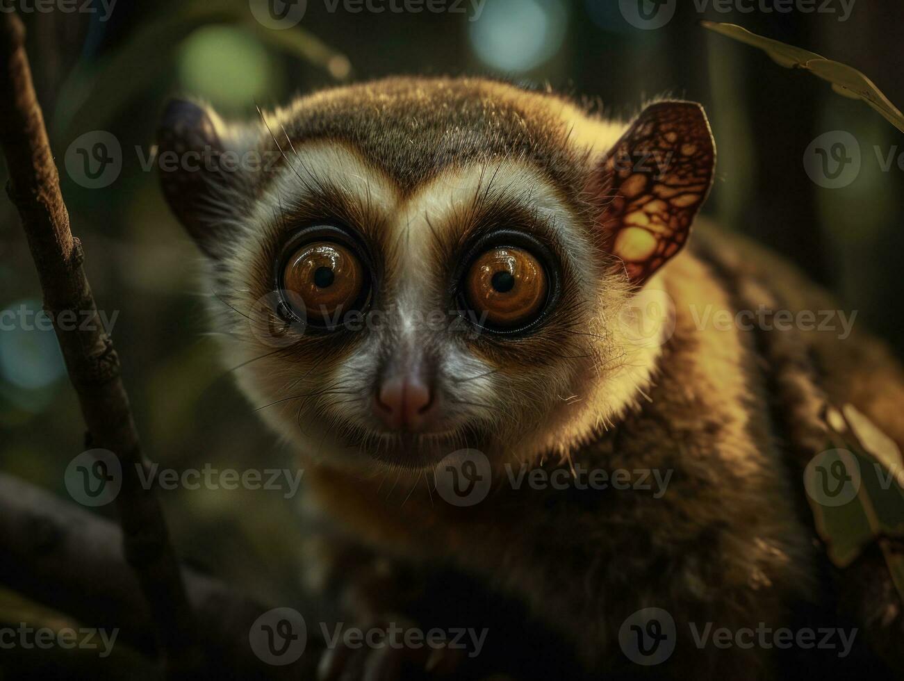 Loris monkey portrait created with Generative AI technology photo
