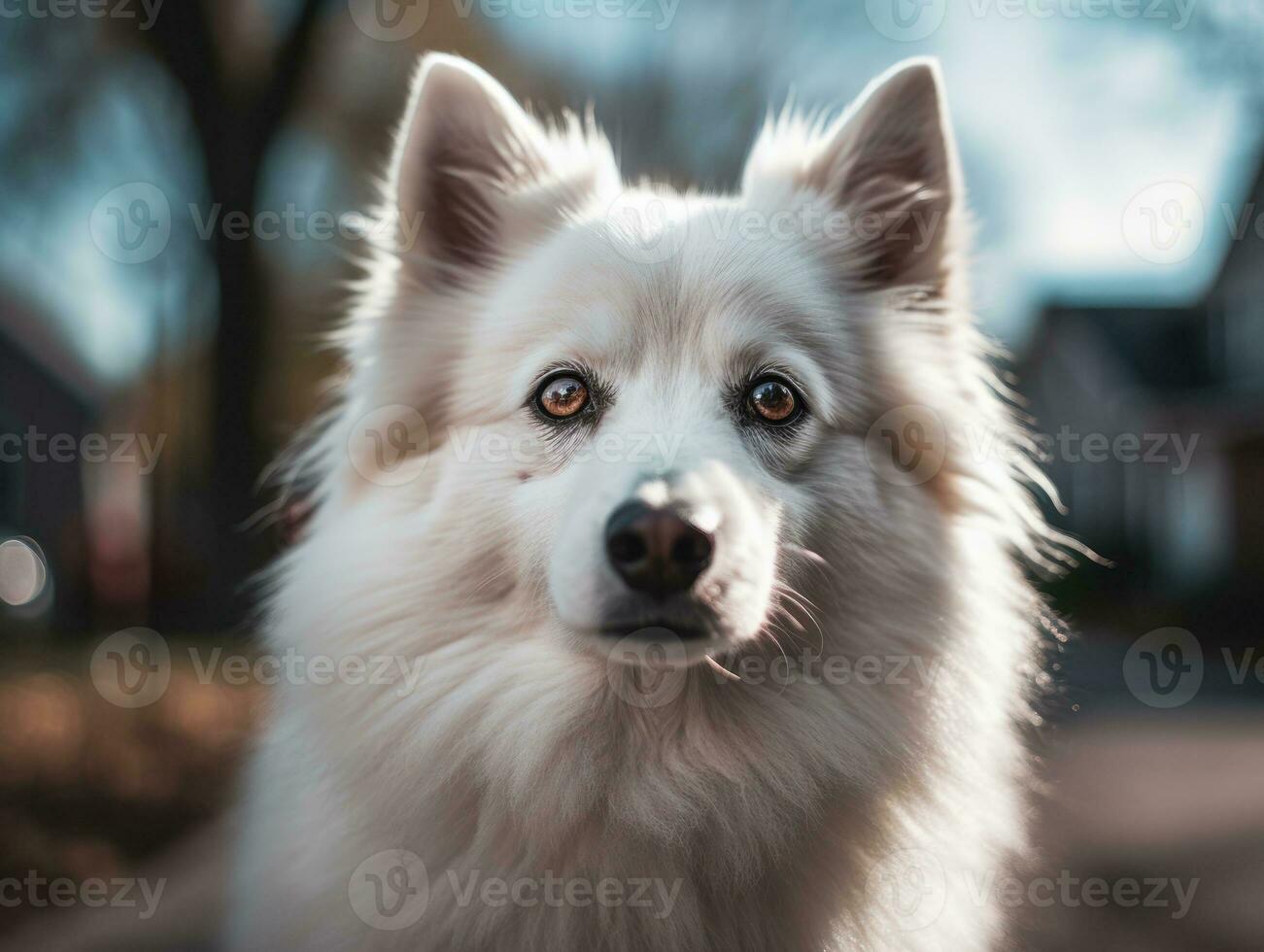 American Eskimo dog created with Generative AI technology photo