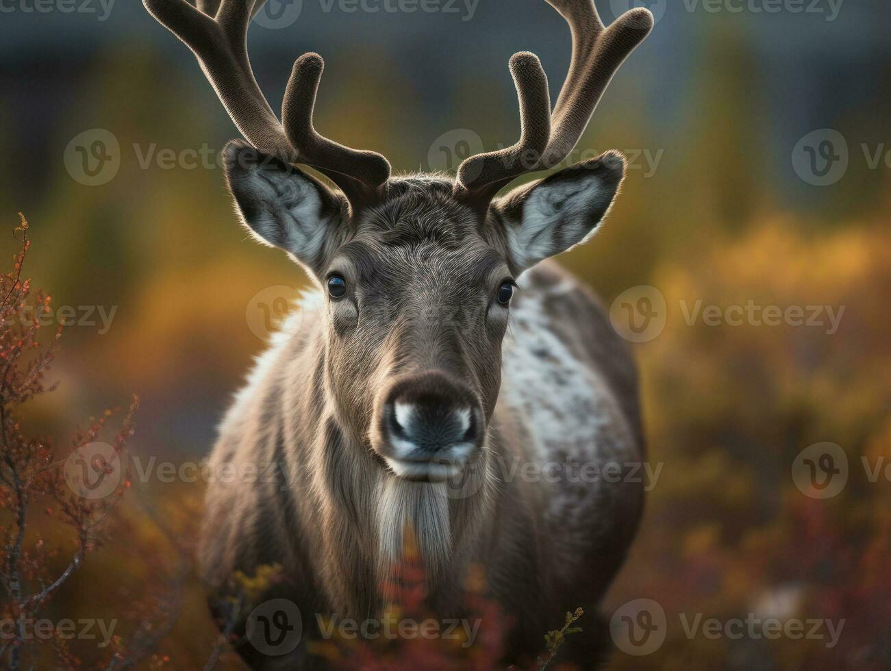 Caribou portrait created with Generative AI technology photo