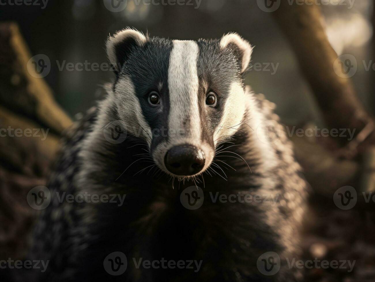 Badger portrait created with Generative AI technology photo