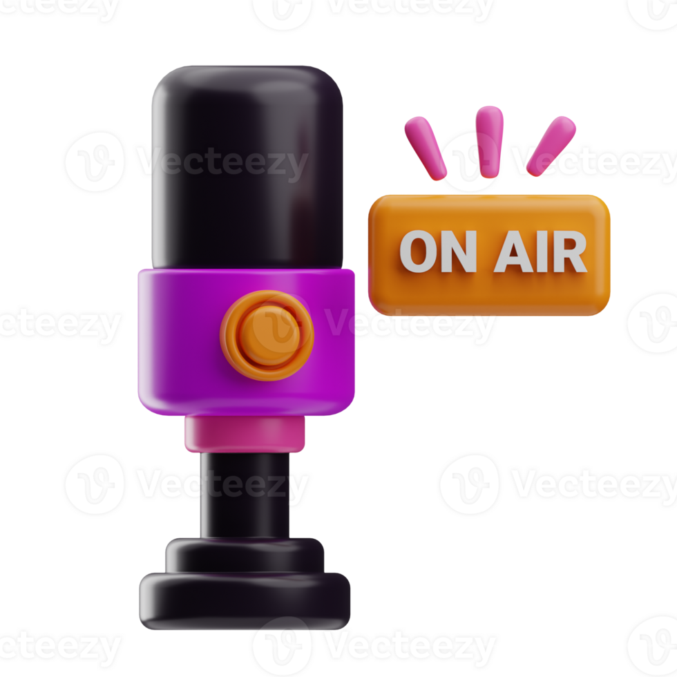 podcast mic on air 3d illustration png