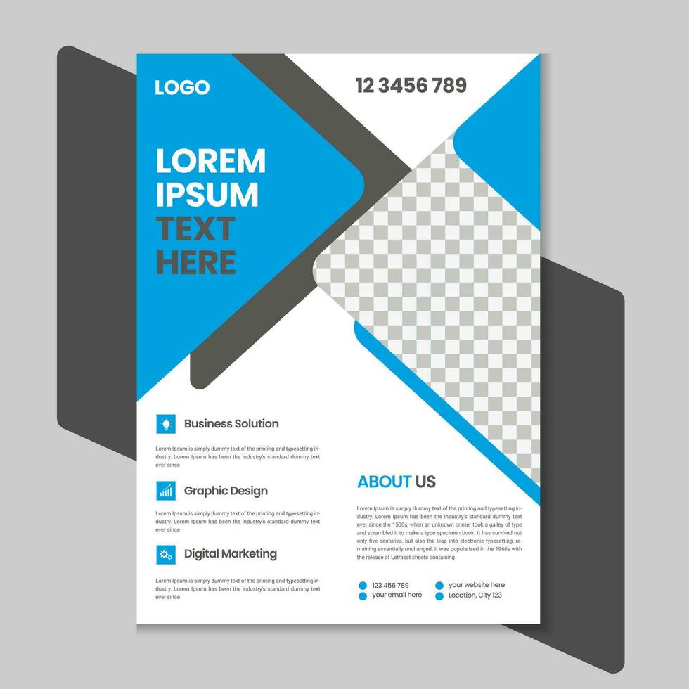Free geometric vector shape and clean a4 flyer borchure template design, Corporate business flyer, Brochure design with mockup