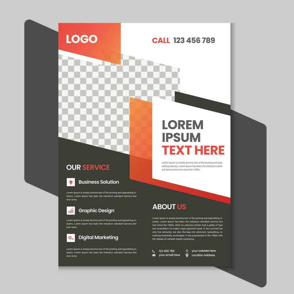 Free geometric vector shape and clean a4 flyer borchure template design, Corporate business flyer, Brochure design with mockup
