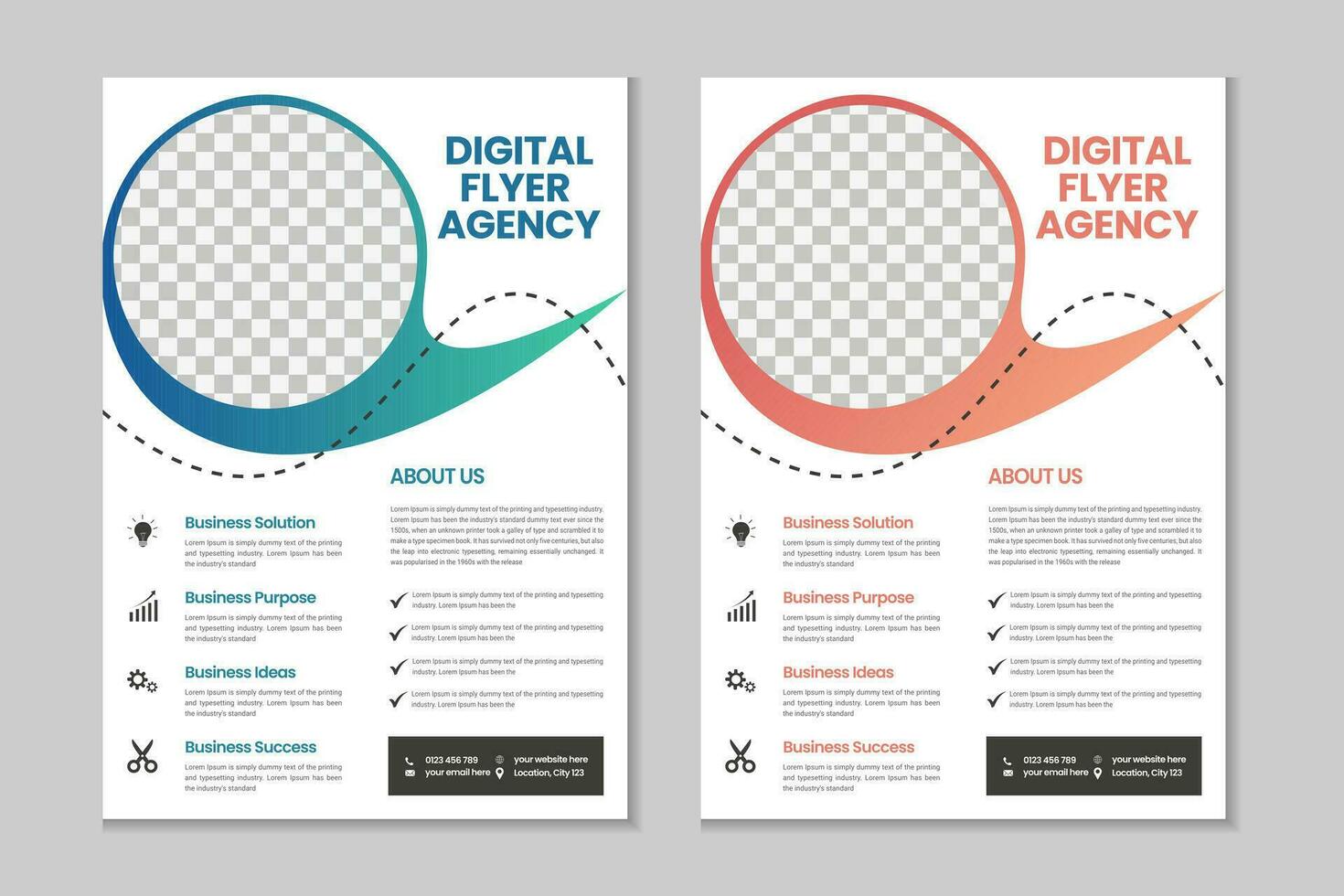 A4 Corporate free flyer template, pamphlet, 2 pages marketing flyer, annual report, business brochure template design vector