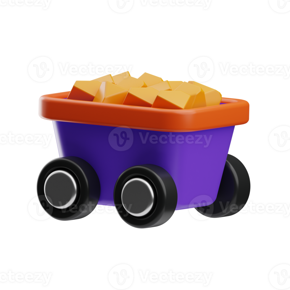 transport and sign object mining cart 3d illustration png