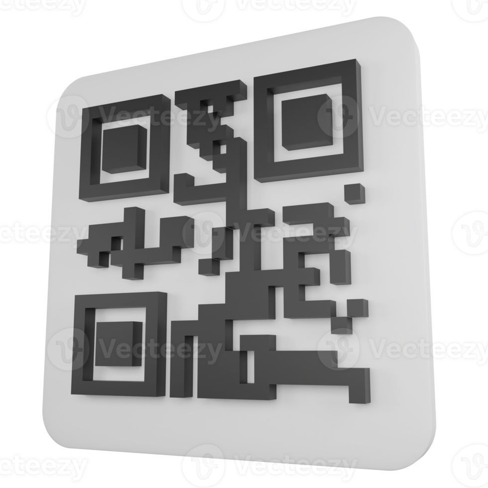 QR code clipart flat design icon isolated on transparent background, 3D render digital symbol and online shopping concept png