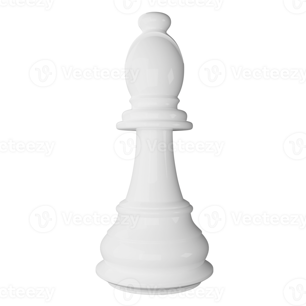 White bishop chess piece clipart flat design icon isolated on transparent background, 3D render chess and board game concept png