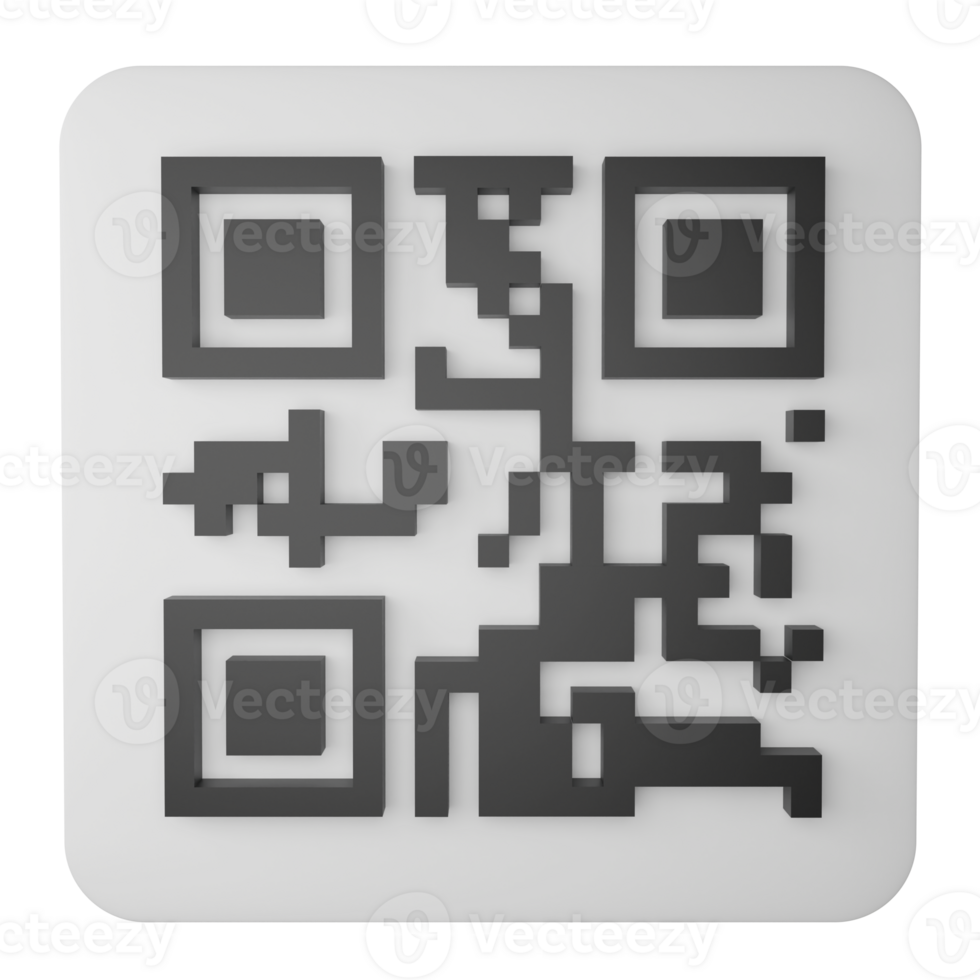 QR code full frame clipart flat design icon isolated on transparent background, 3D render digital symbol and online shopping concept png