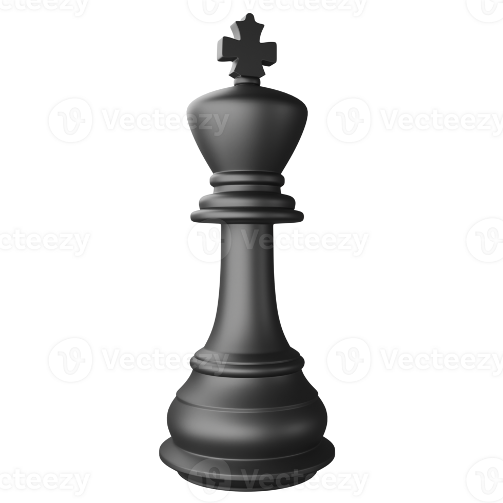 Black king chess piece clipart flat design icon isolated on transparent background, 3D render chess and board game concept png