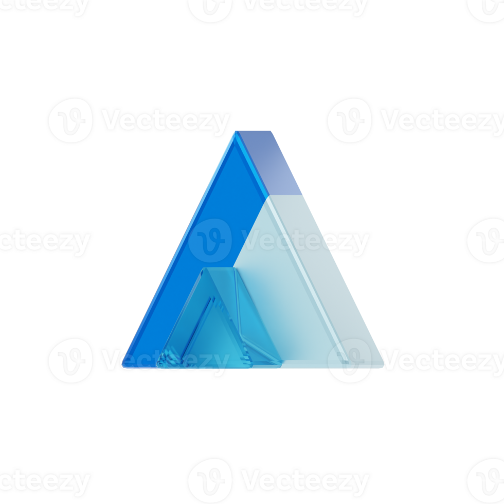 Blue Glass style 3d letter A png