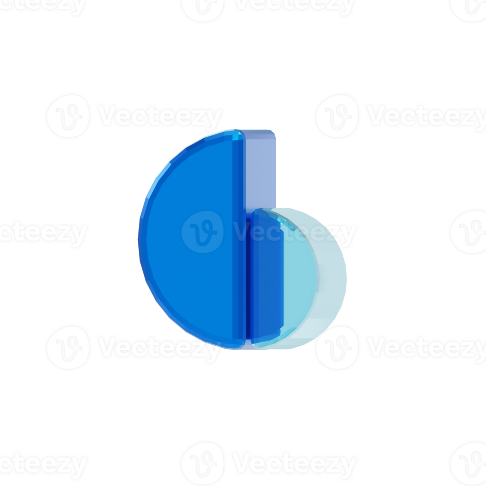 Blue Glass style 3d number six png
