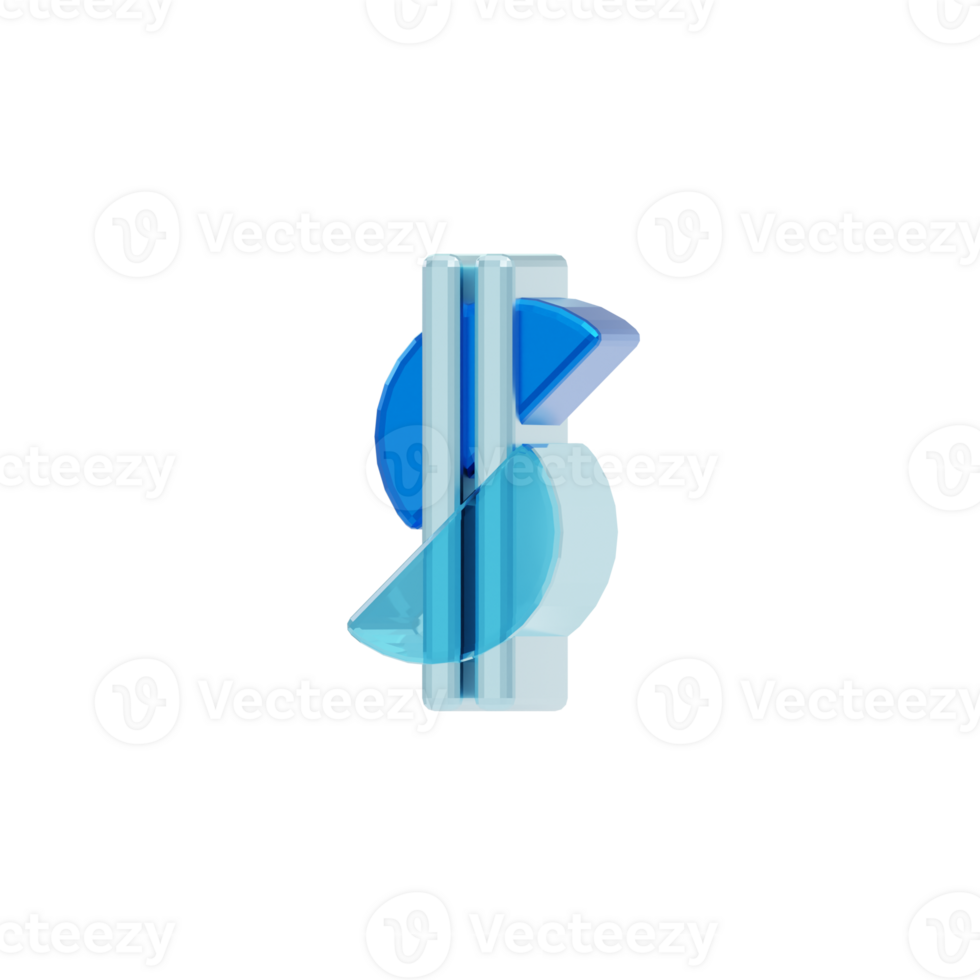 Blue Glass style 3d sign dollar png